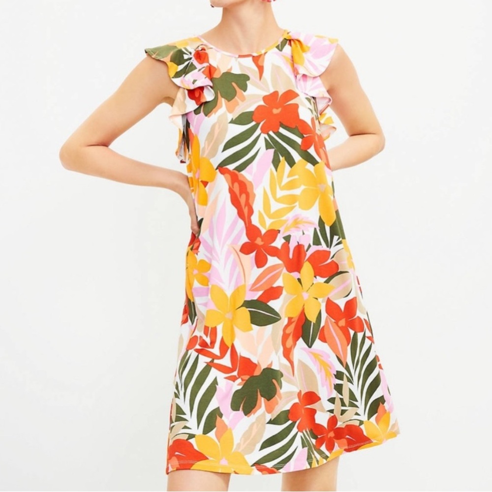 LOFT Vibrant Multicolor Dress Size Large